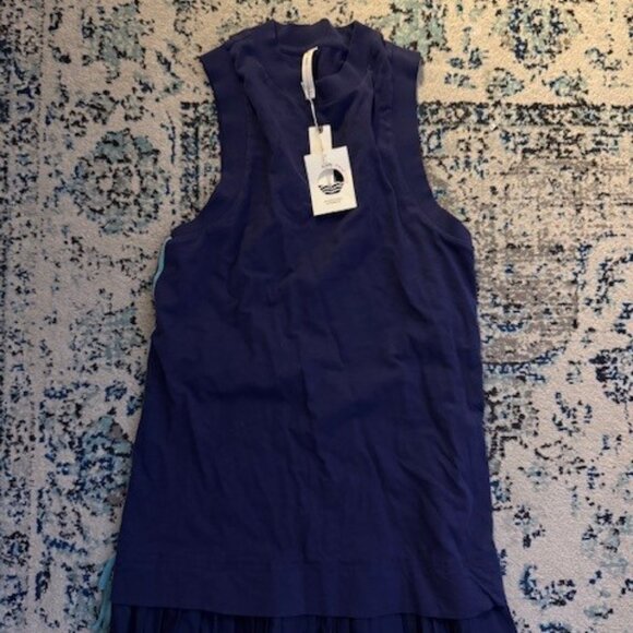 NEW NWT ANTHROPOLOGIE DAILY PRACTICE NAVY BLUE LAYER UP MINI DRESS MEDIUM $98 - Picture 3 of 5